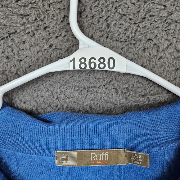 Raffi Cashmere Blue‎ Ribbed Collared Sweater Men's L 52 - Picture 7 of 7